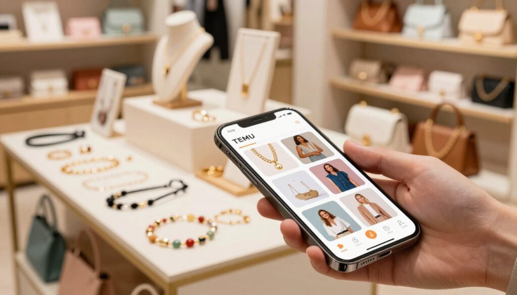 Acessórios e dicas de compras no aplicativo TEMU