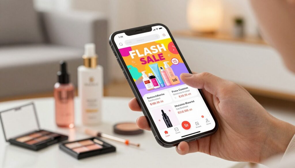 Ofertas relâmpago no aplicativo de compras